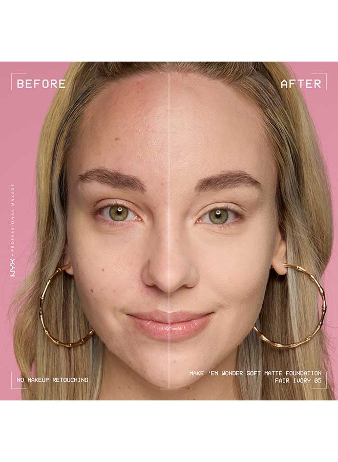 NYX PROFESSIONAL MAKEUP Make 'EM Wonder, 24H Soft Matte Foundation, Undetectable  Finish, Fair Ivory - Image 3